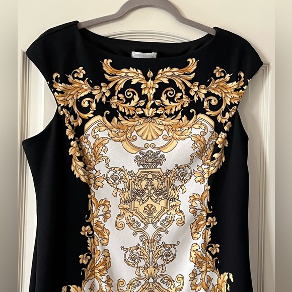 London Times Black & Gold Polyester Dress Women’s Size 14 - Picture 5 of 15